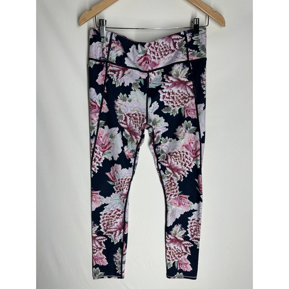 ATHLETA Run Free Leggings Size Medium Purple Floral Print